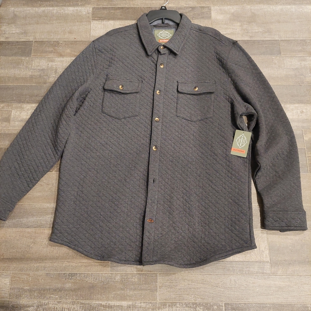 St. John Bay Dark Charcoal Button-Down Outdoor Jacket for Men Size  XL $30